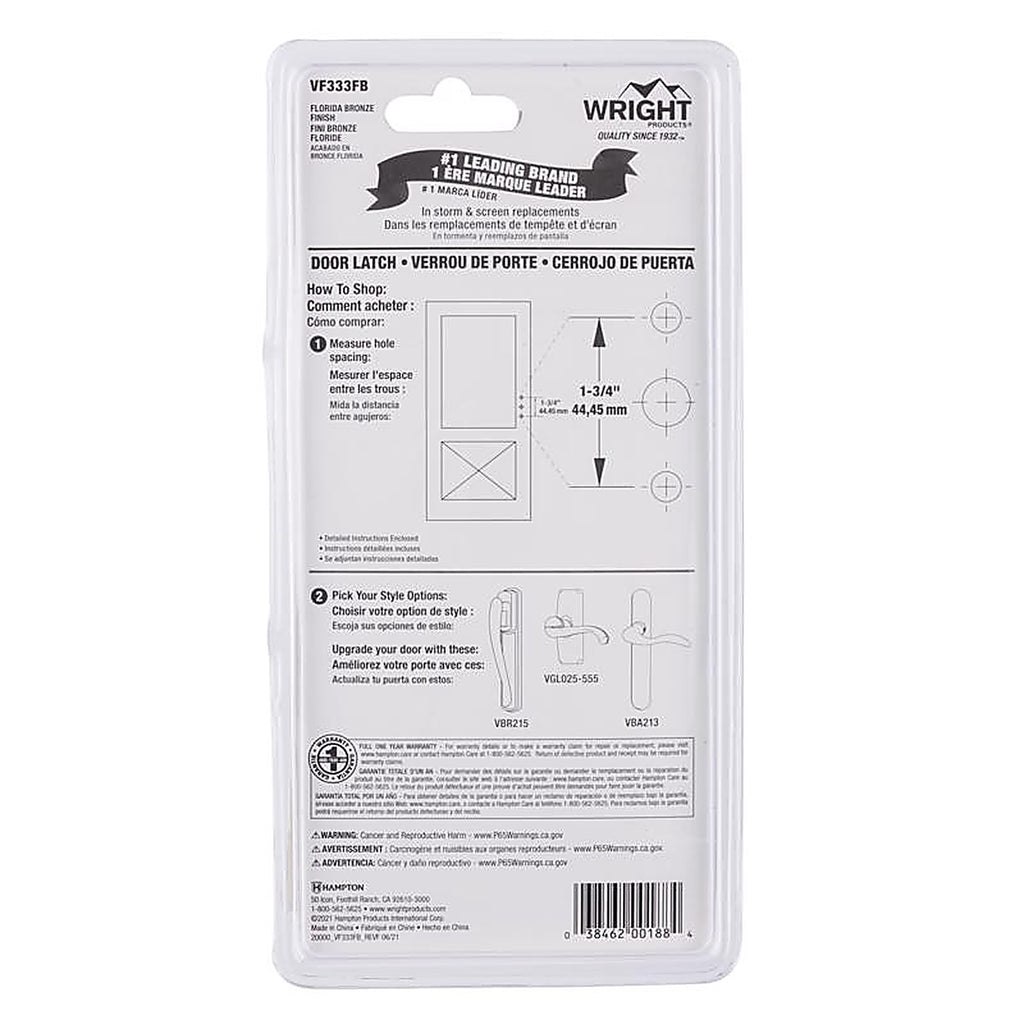 Wright - VF333FB - Florida Bronze Steel Push Button Latch 1 Pack