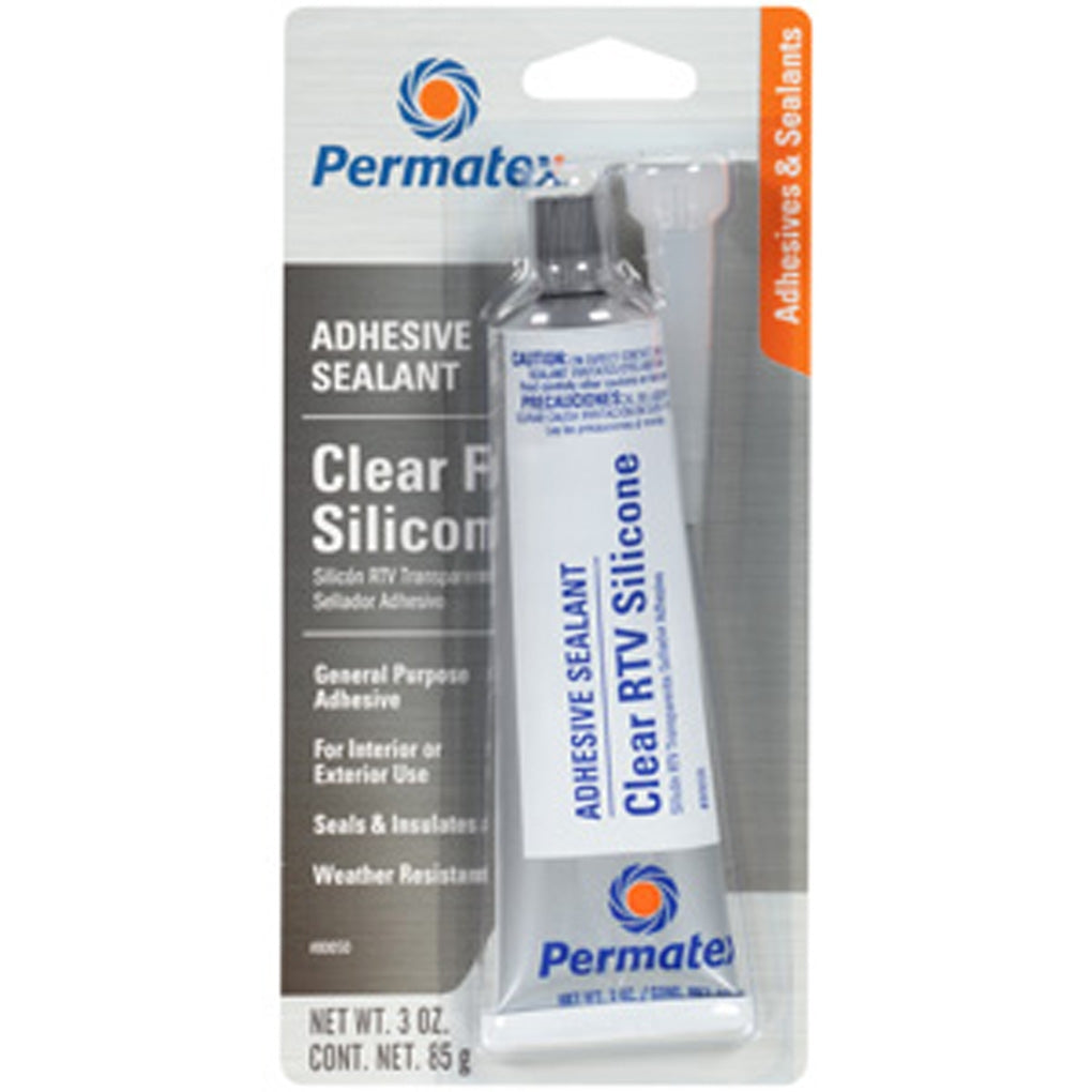 Permatex 80050 Clear RTV Silicone Adhesive Sealant, 3 oz. tube