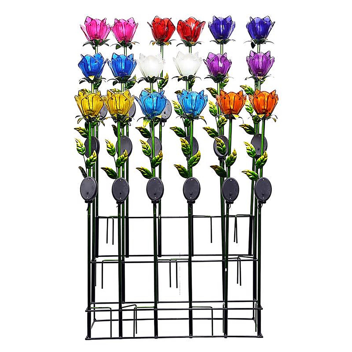Alpine KUR144A Glass Multi-color 33 in. H Tulip Petals Outdoor Garden Stake