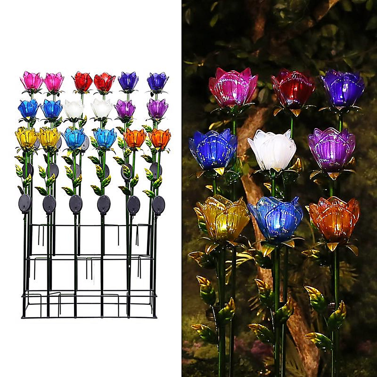 Alpine KUR144A Glass Multi-color 33 in. H Tulip Petals Outdoor Garden Stake