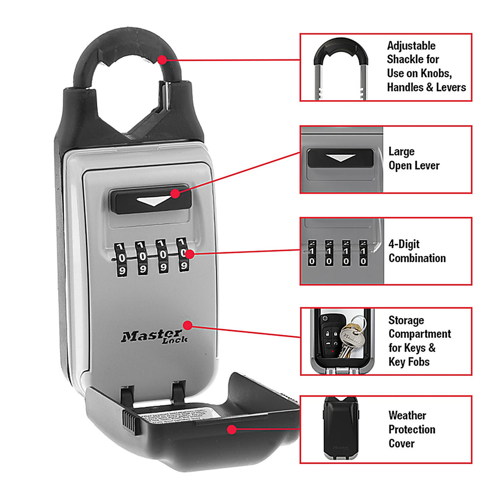 Master Lock - 5420D - 2-7/8 In. W Metal 4-Dial Combination Lock Box
