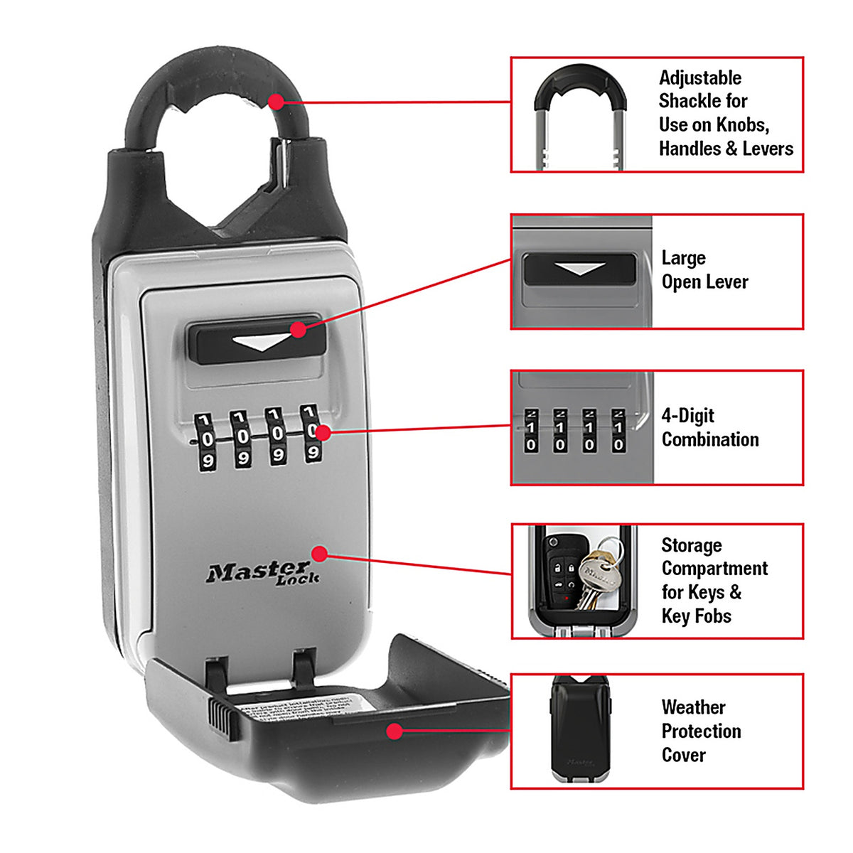 Master Lock - 5420D - 2-7/8 In. W Metal 4-Dial Combination Lock Box