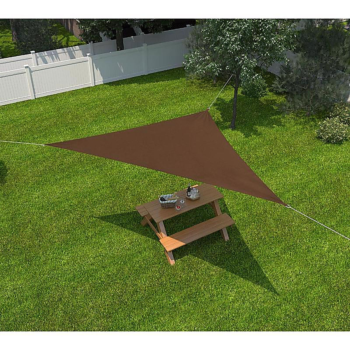 Coolaroo 450809 Ready-To-Hang Polyethylene Walnut Triangle Shade Sail Canopy 120 in. W x 120 in. L