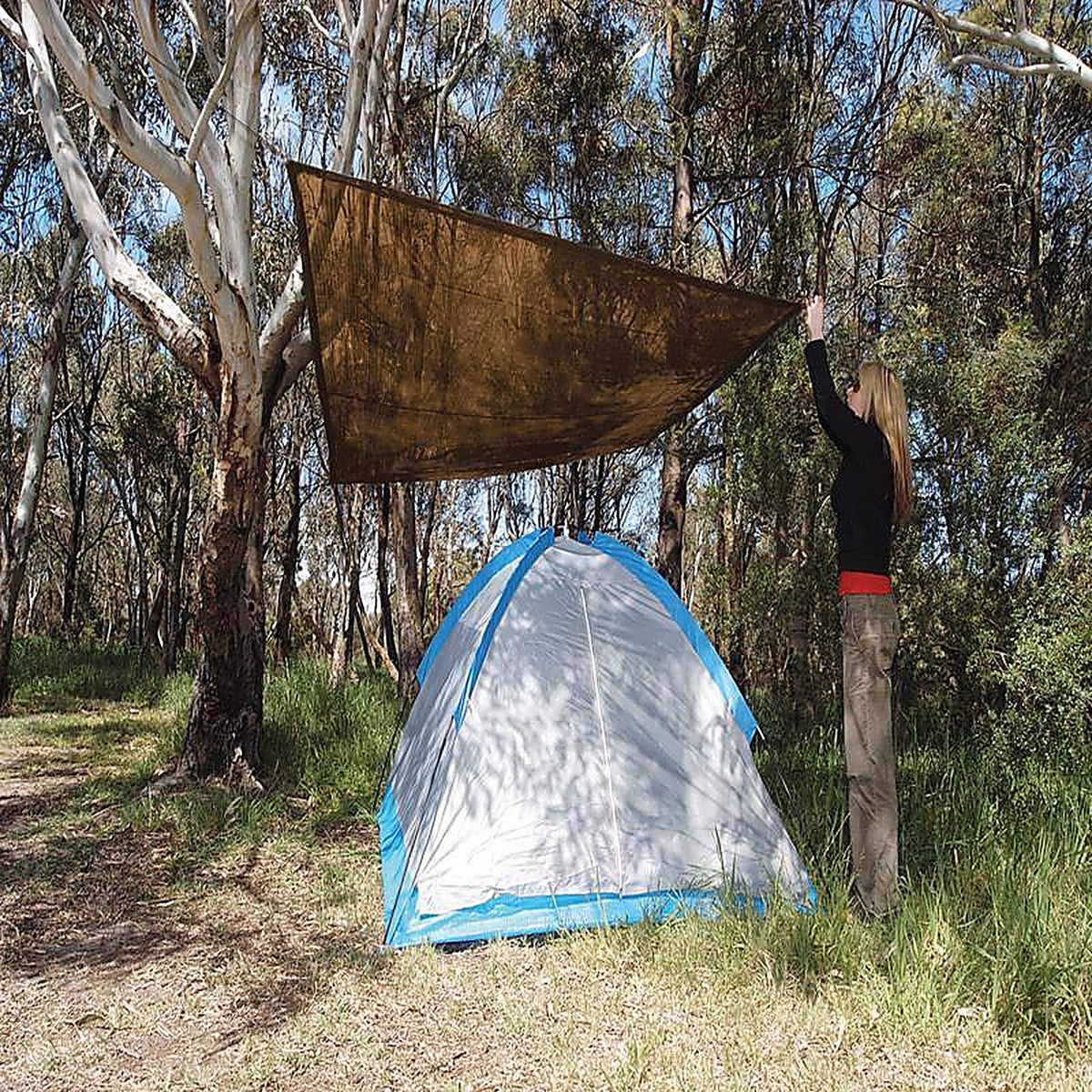 Coolaroo 450809 Ready-To-Hang Polyethylene Walnut Triangle Shade Sail Canopy 120 in. W x 120 in. L