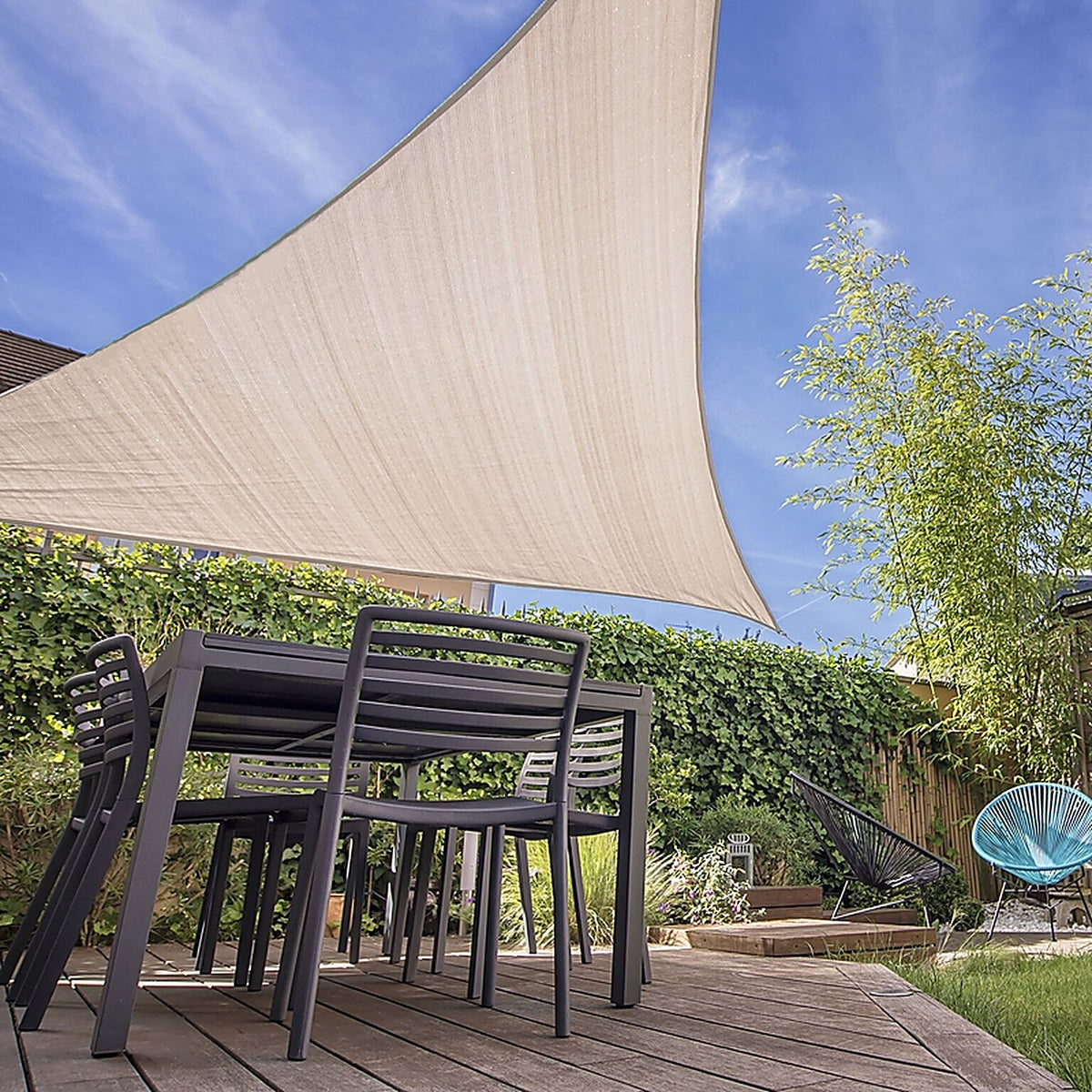 Coolaroo 449315 Ready-To-Hang Polyethylene Triangle Shade Sail Canopy 16.5 ft. W x 16.5 ft. L