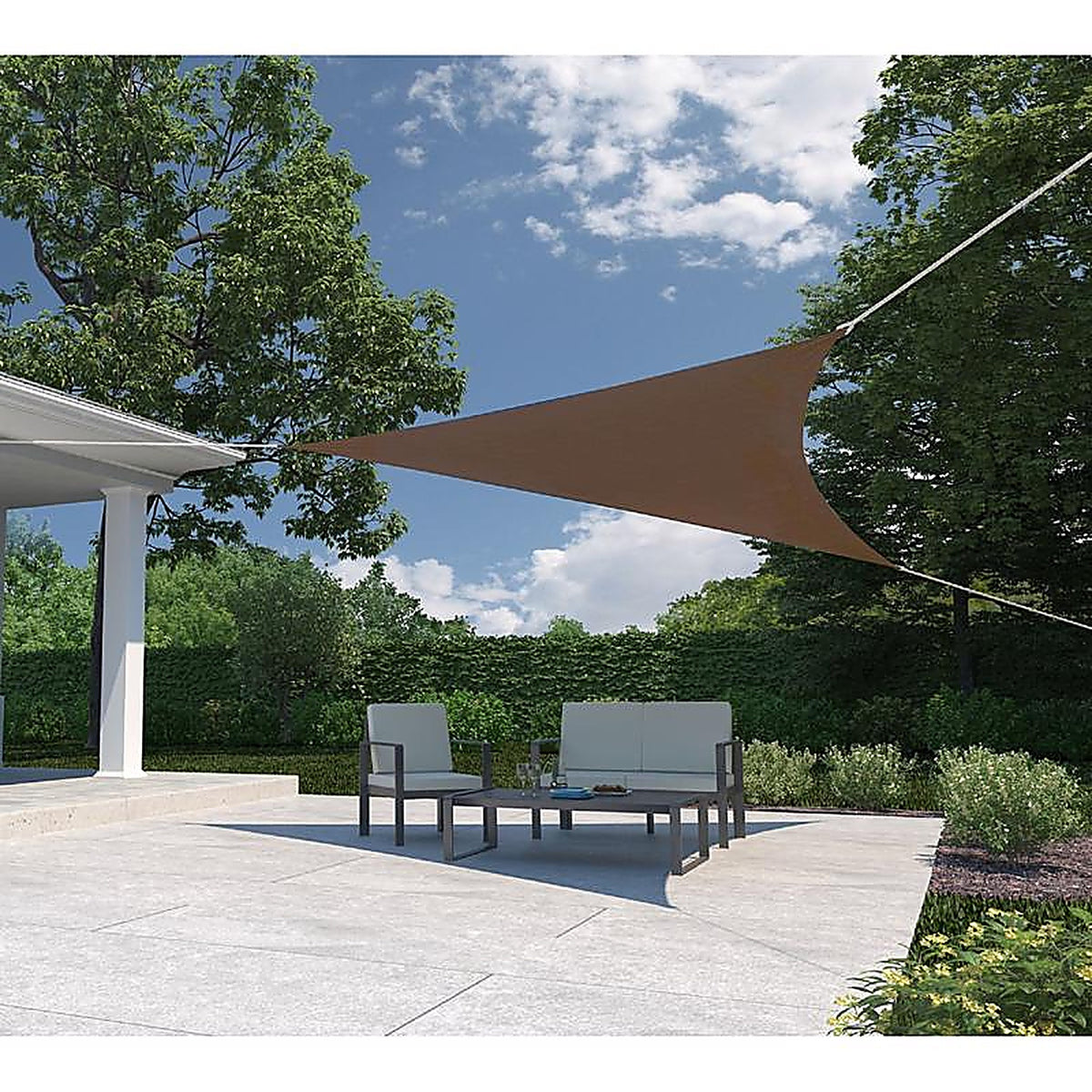 Coolaroo 449322 Ready-To-Hang Polyethylene Mocha Triangle Shade Sail Canopy 16.5 ft. W x 16.5 ft. L