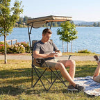 Quikchair - 167582PK4 - Taupe Canopy Folding Quad Chair