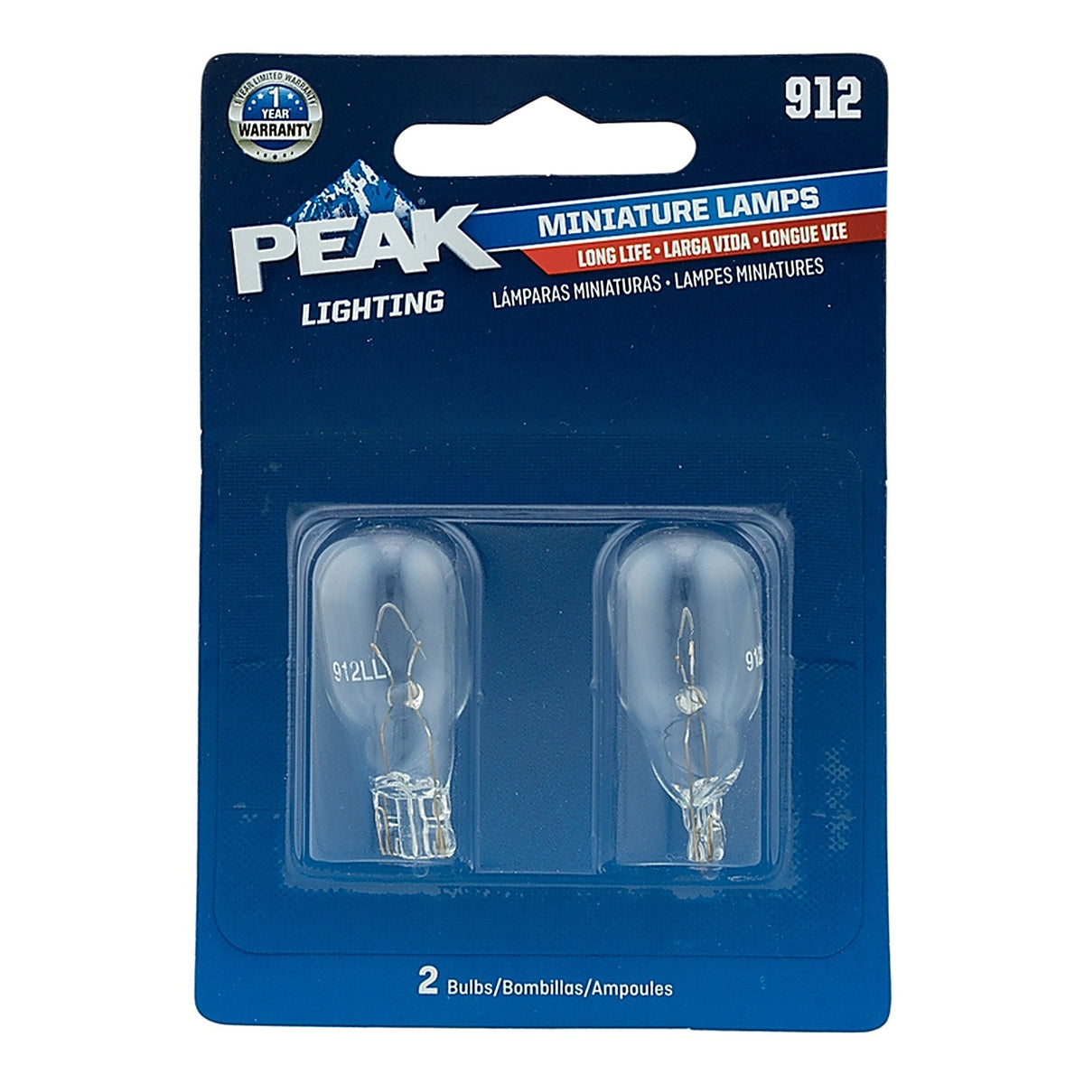 Peak 912LL-BPP Incandescent Indicator Miniature Automotive Bulb 912