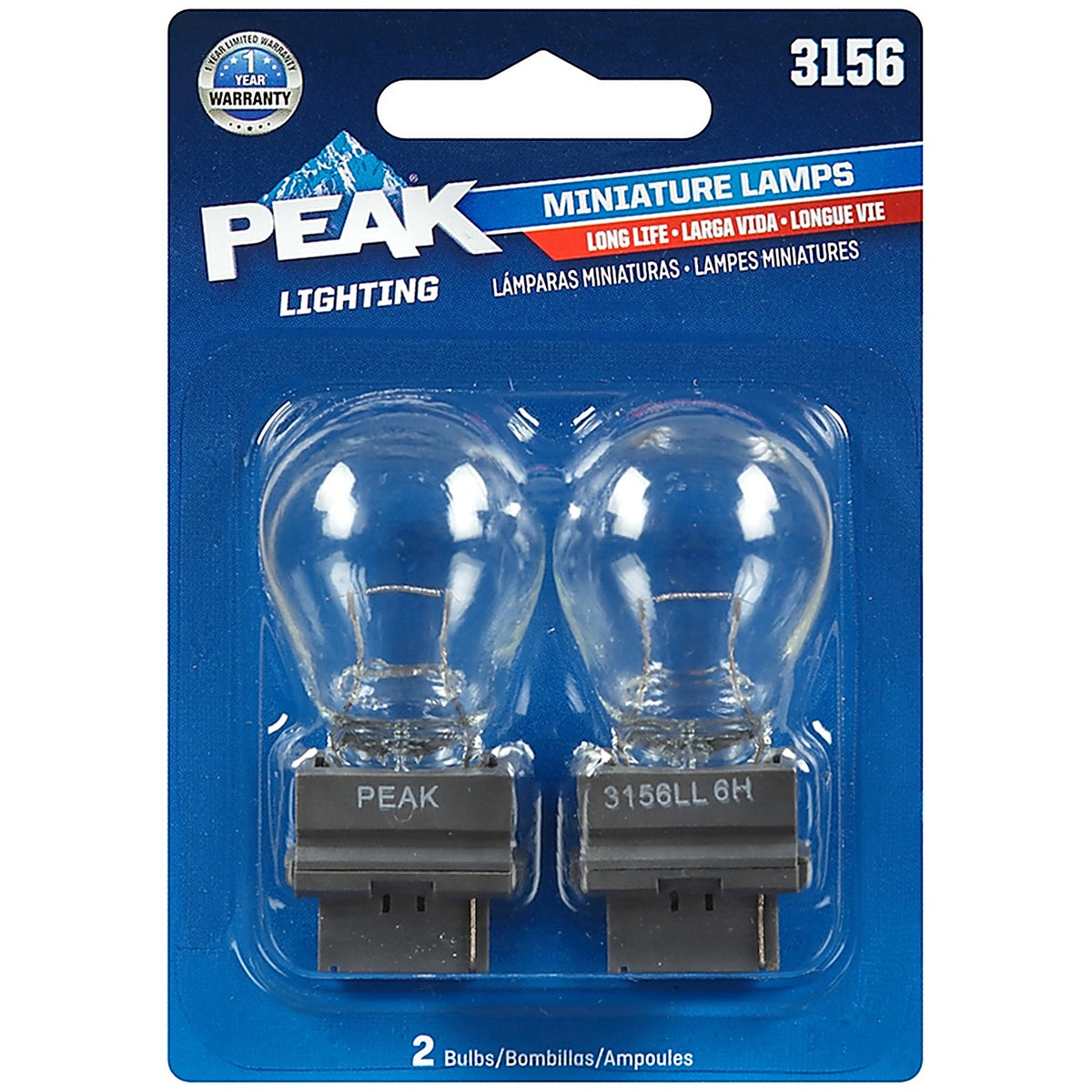 Peak - 3156LL-BPP - Incandescent Parking/Stop/Tail/Turn Miniature Automotive Bulb 3156