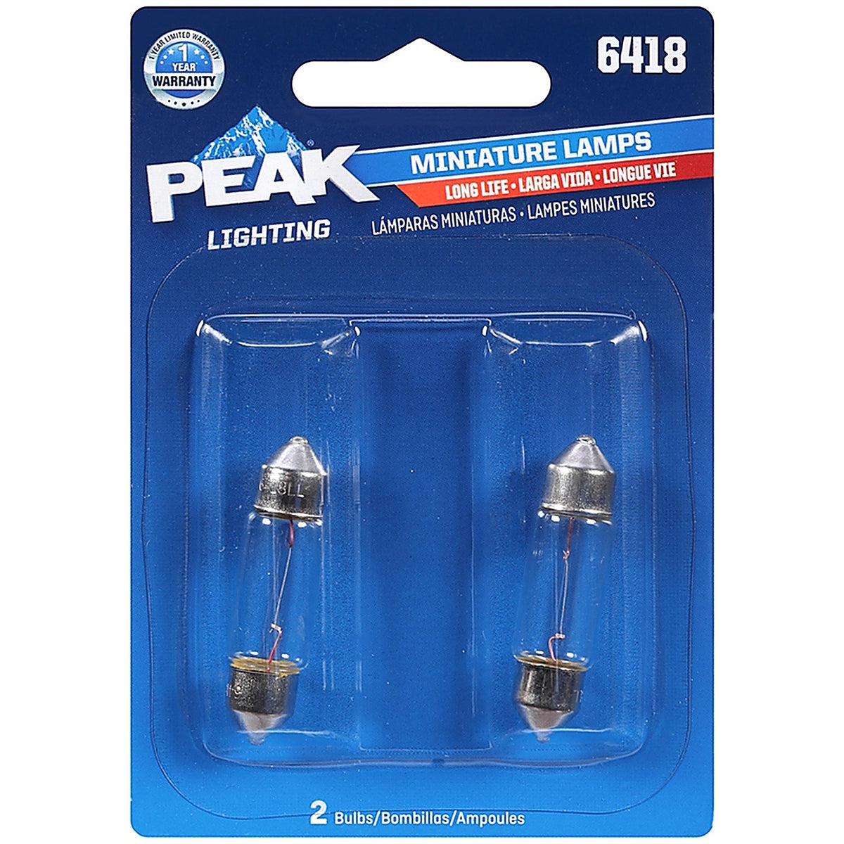 Peak - 6418LL-BPP - Halogen Indicator Miniature Automotive Bulb 6418
