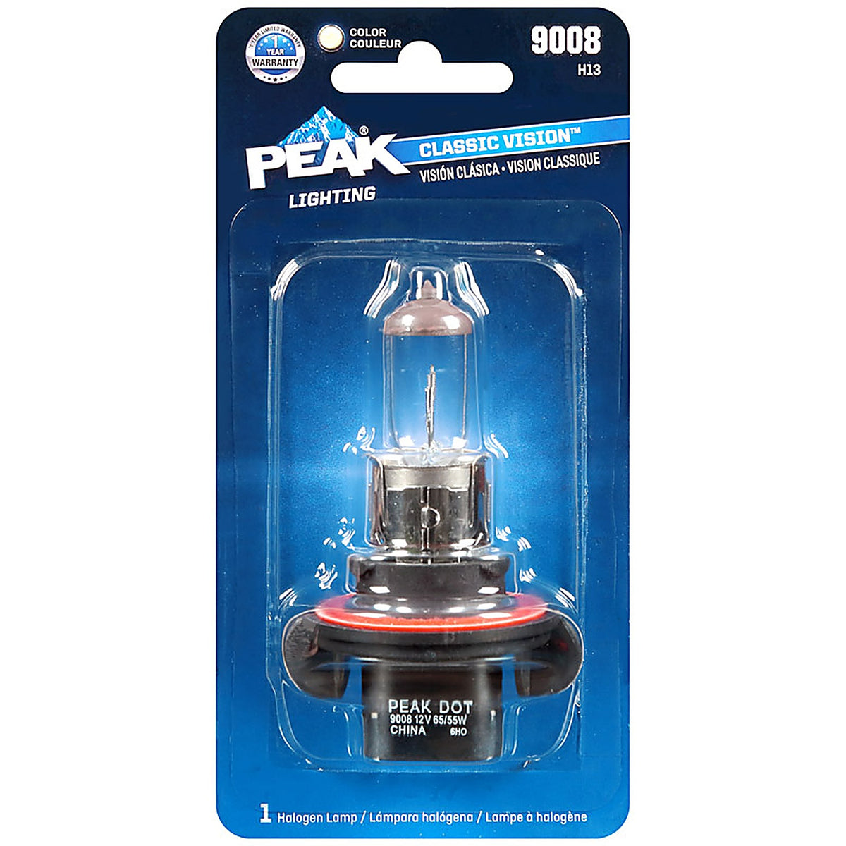 Peak 9008-BPP Classic Vision Halogen High/Low Beam Automotive Bulb 9008 H13