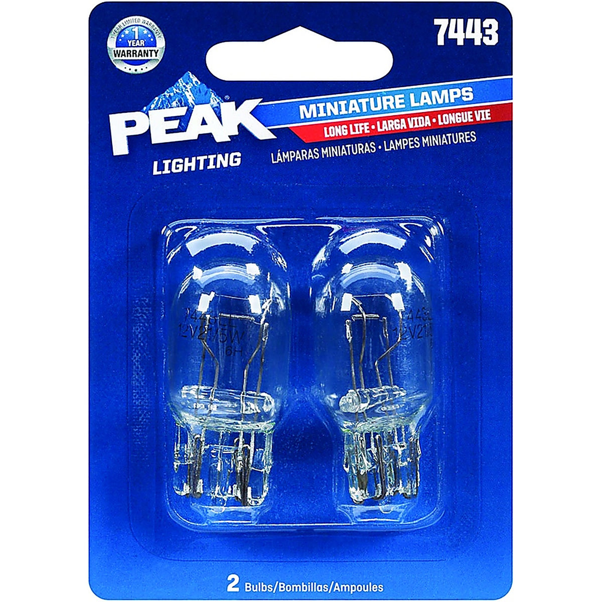 Peak - 7443LL-BPP - Halogen Parking/Stop/Tail/Turn Miniature Automotive Bulb 7443