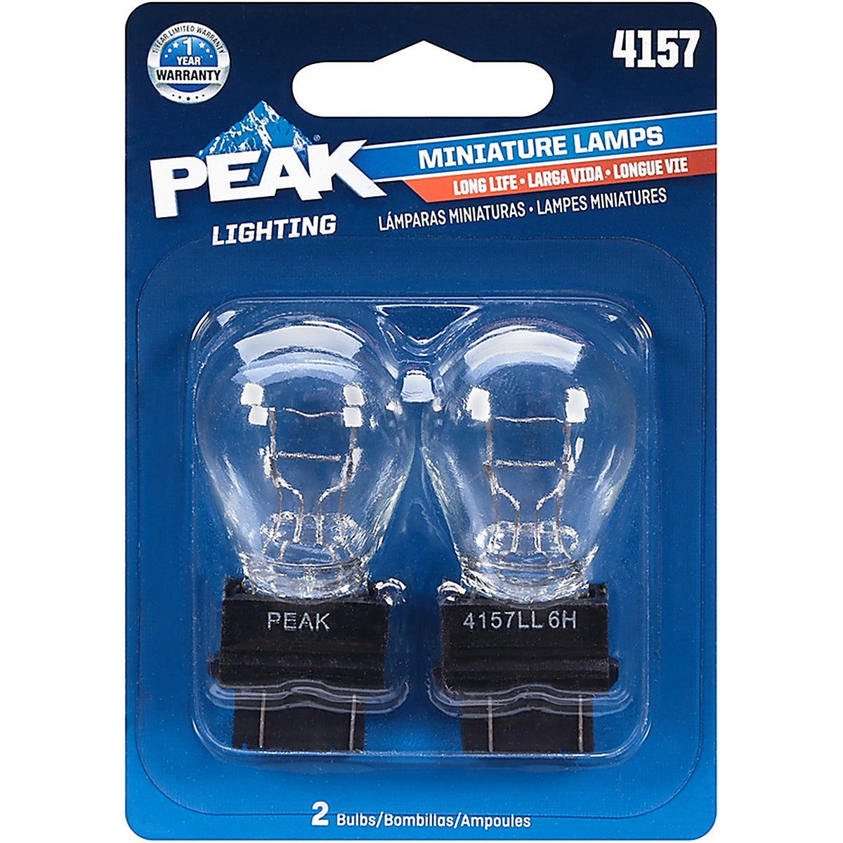 Peak 4157LL-BPP Halogen Parking/Stop/Tail/Turn Miniature Automotive Bulb 4157