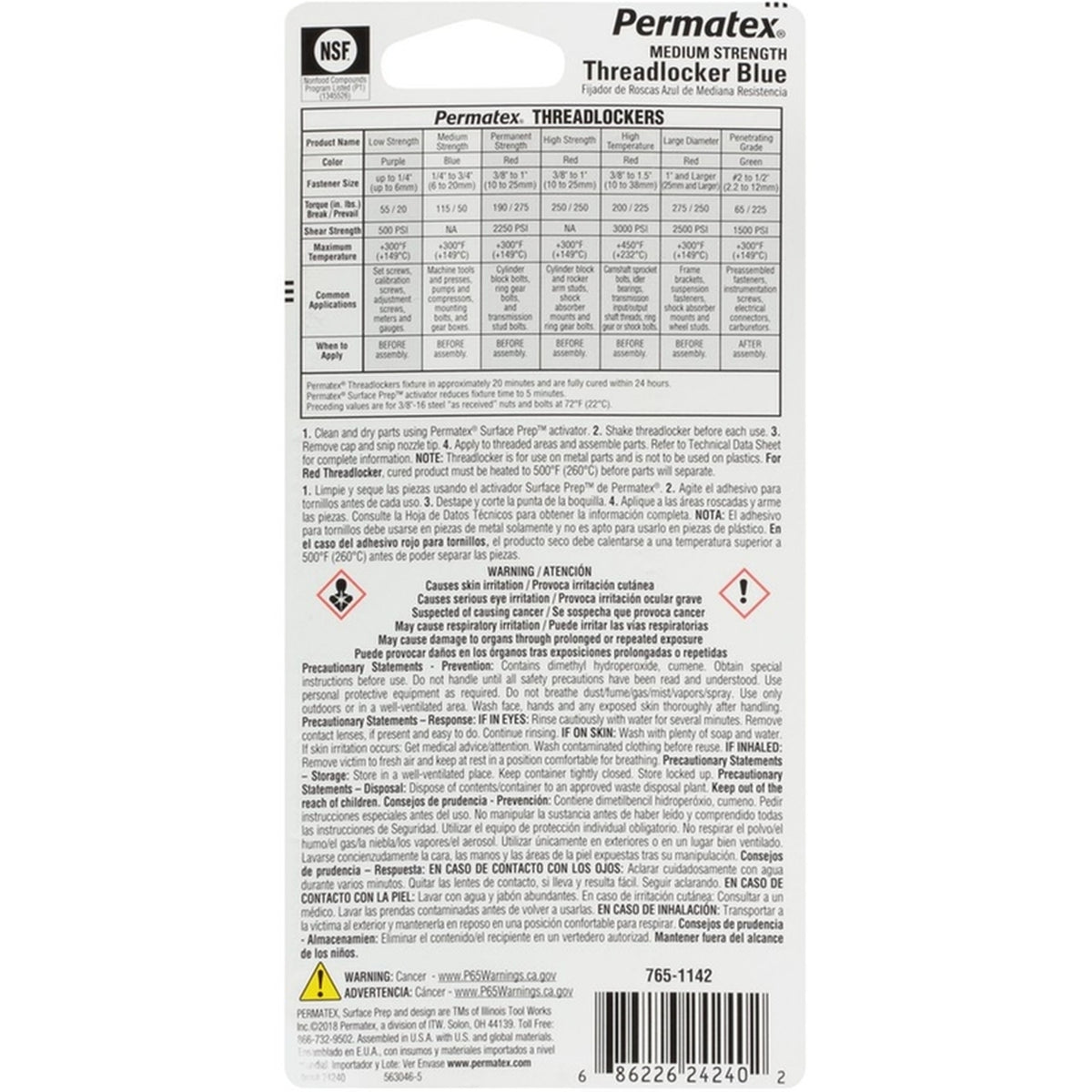 Permatex 24240 Threadlocker Automotive Adhesive Liquid 1.22 oz.