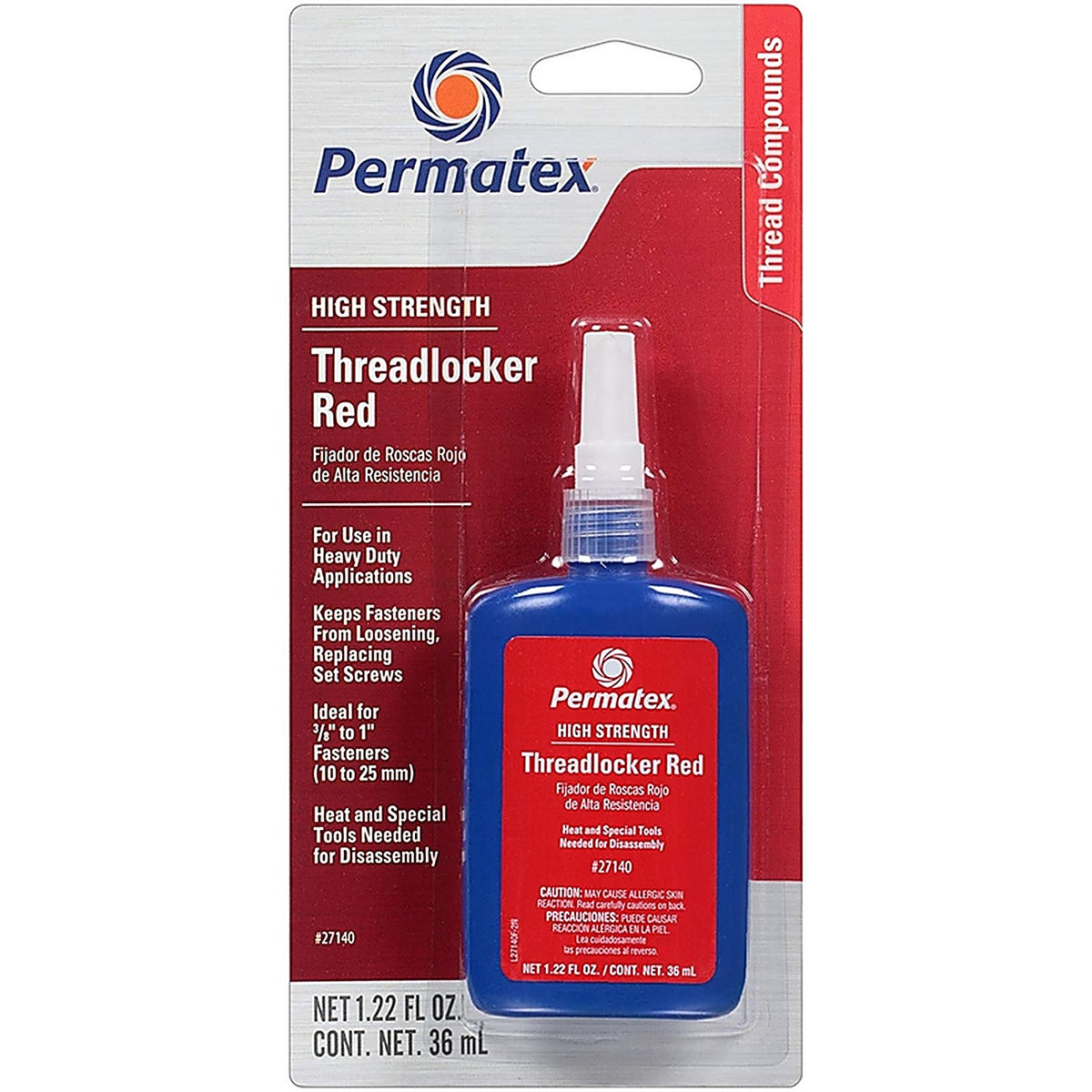 Permatex 27140 Threadlocker High Strength Automotive Adhesive Liquid 1.22 oz.