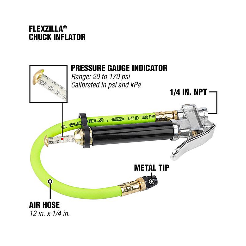Flexzilla AL2000FZ 170 psi Tire Inflator 1ft.