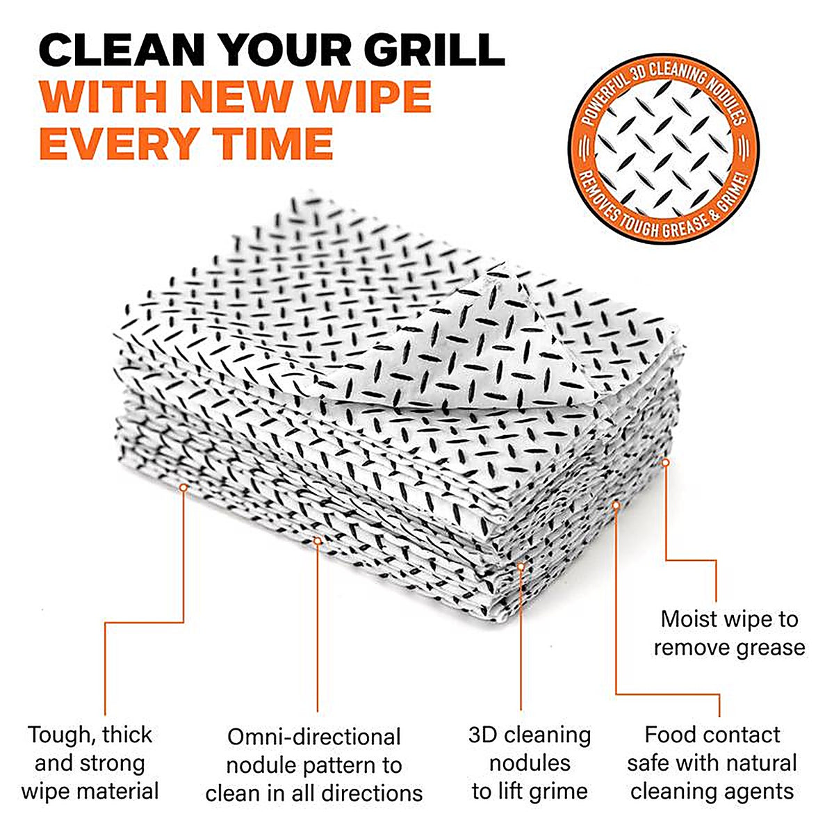 Proud Grill - 2400C - Q-Swiper Grill Cleaner 8 In. L X 6 In. W 40 Piece