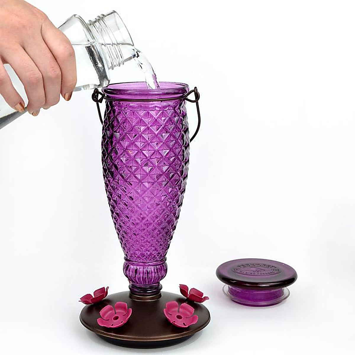 Perky-Pet 9102-2 Hummingbird 24 oz. Glass/Plastic Diamond Wine Nectar Feeder 5 ports