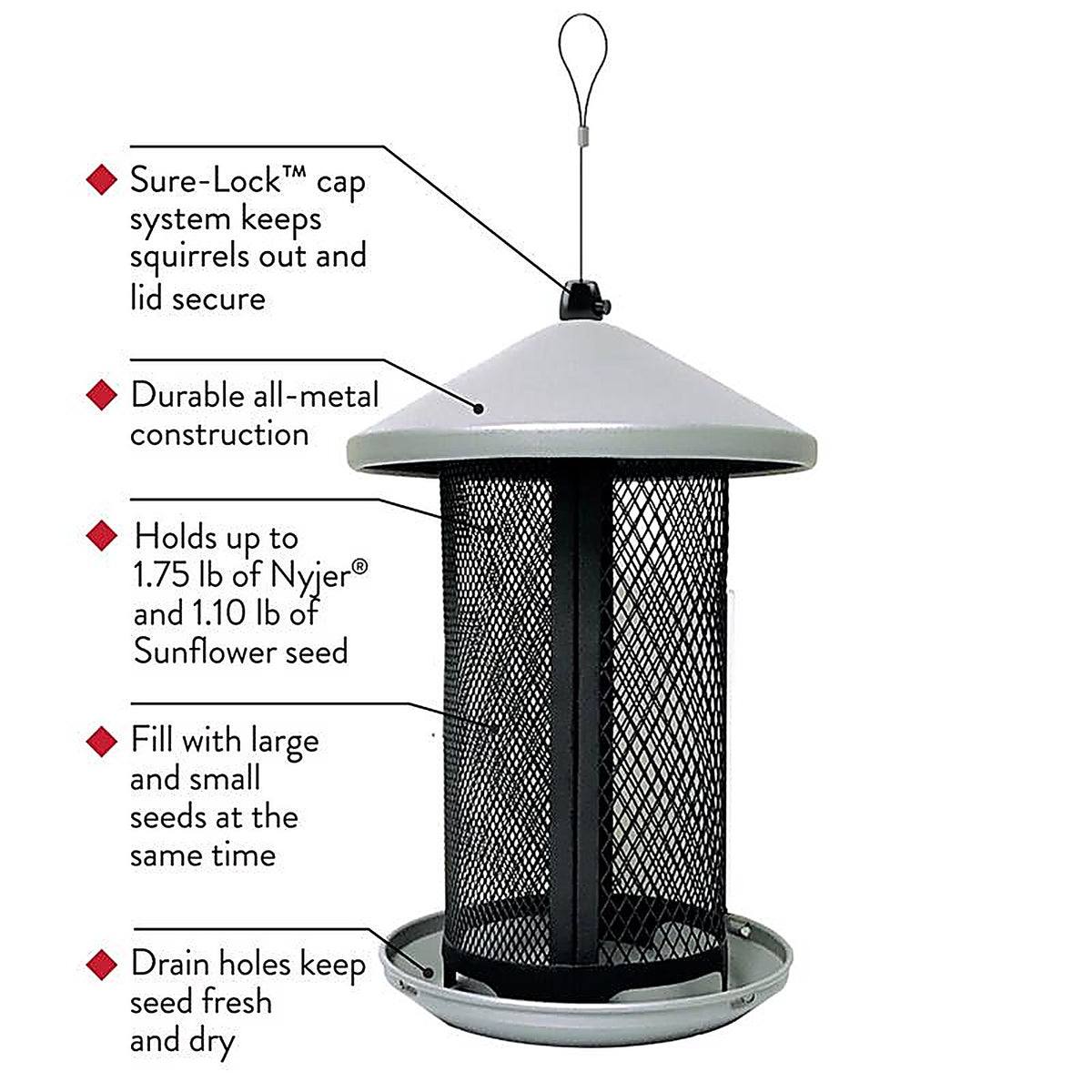 Perky-Pet TSS00349 Finch 2.8 lb. Metal Mesh Bird Feeder