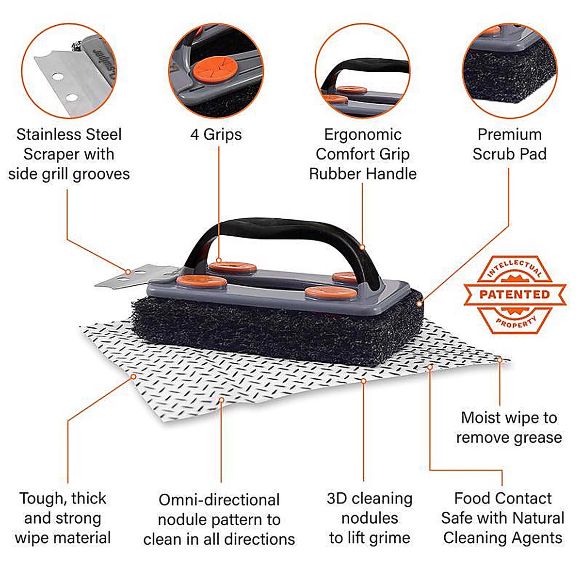 Proud Grill - 1251C - Q-Swiper Grill Cleaning Kit 7 In. H X 3 In. L X 3.4 In. W 26 Piece