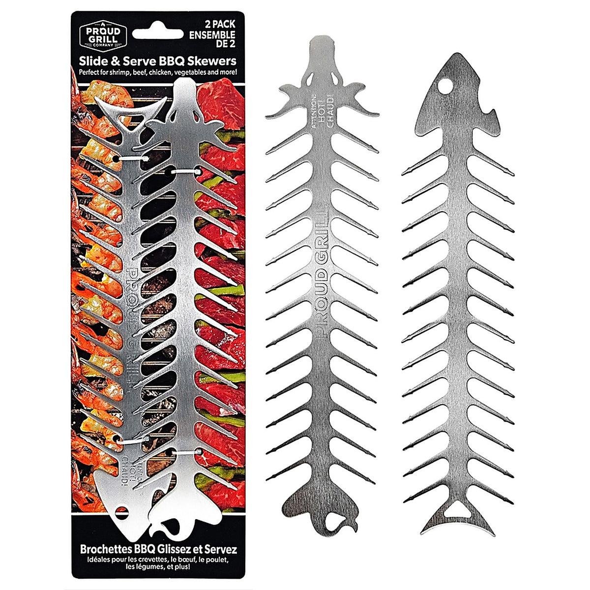 Proud Grill - 5020C - Slide & Serve Bbq Skewers Silver Stainless Steel Skewers