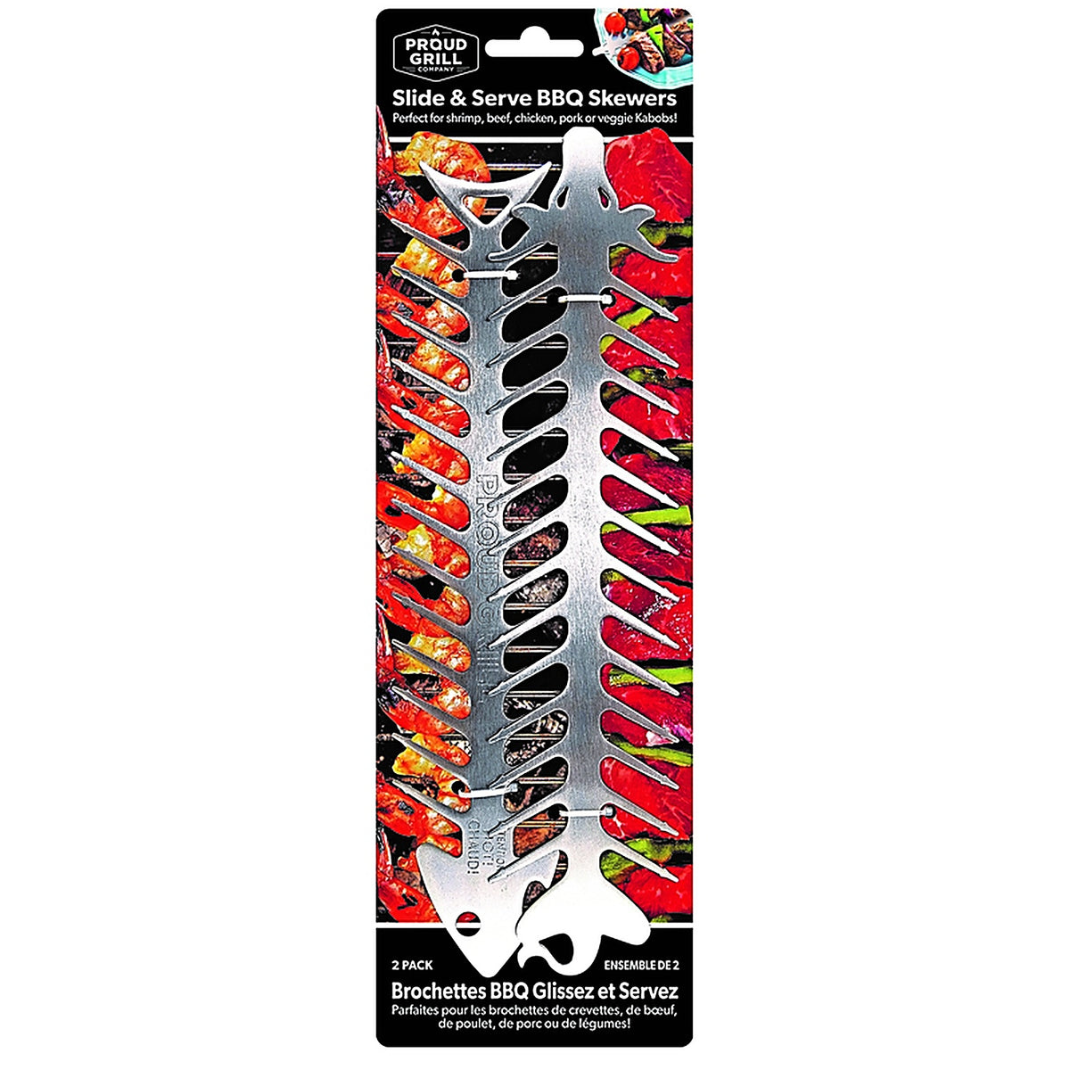 Proud Grill - 5020C - Slide & Serve Bbq Skewers Silver Stainless Steel Skewers
