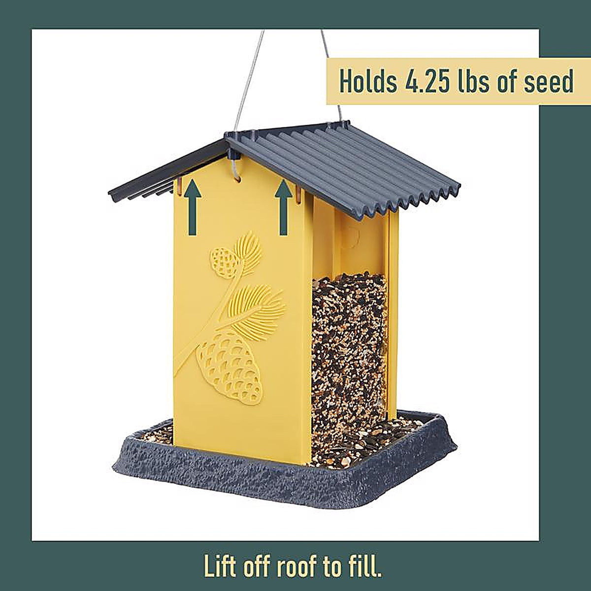 North States 9212 Pinecone Wild Bird 4.25 lb. Plastic Hopper Bird Feeder 4 ports