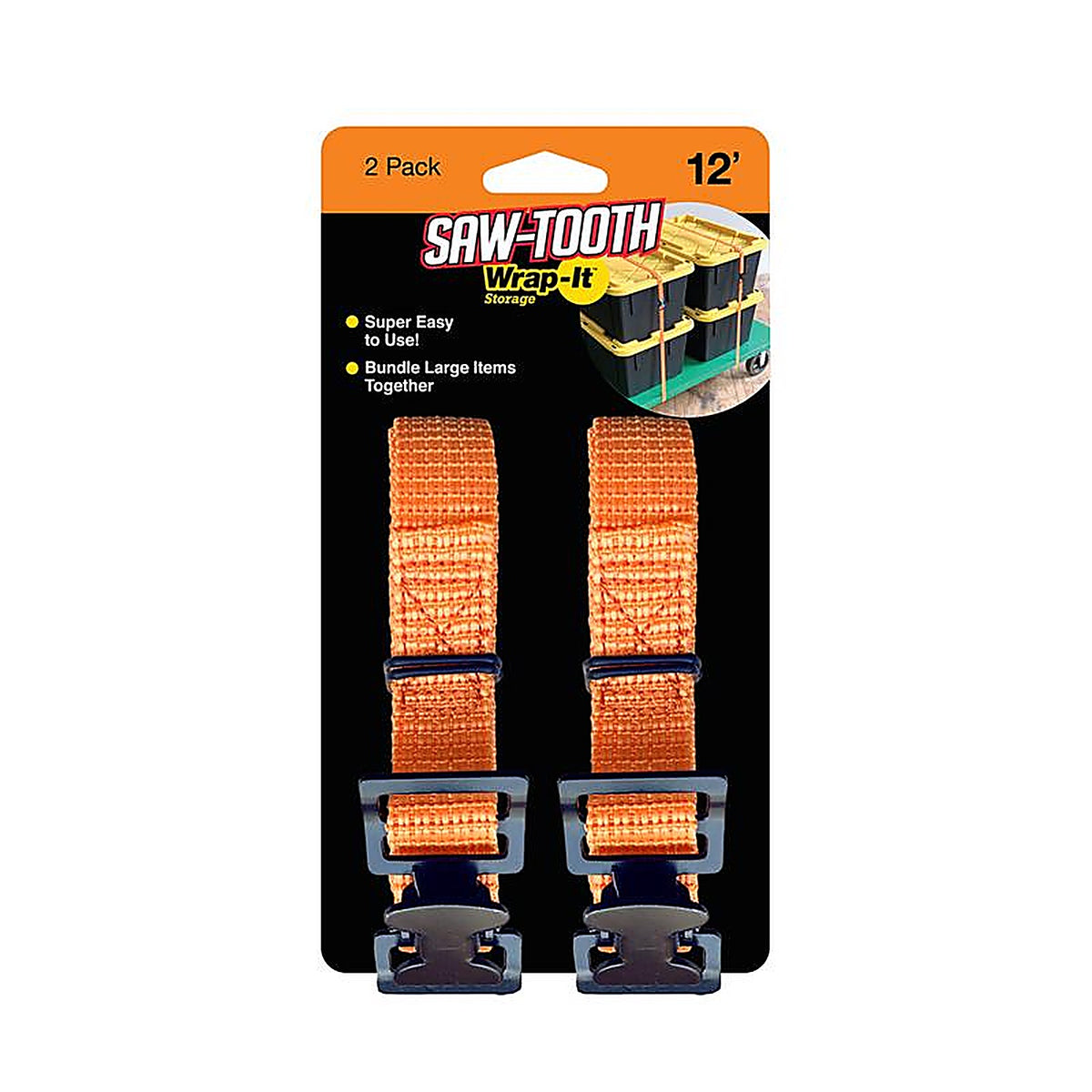 Wrap-It 102-ST-12OR Saw-Tooth 1 in. W X 12 ft. L Orange Lashing Strap 180 lb 2 pk