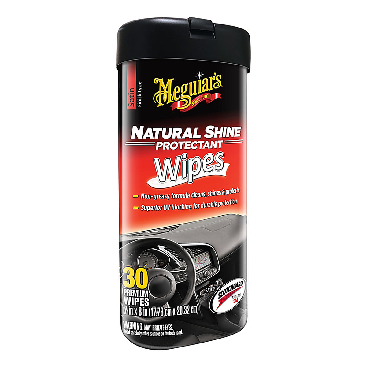 Meguiars - G4100 - Natural Shine Plastic/Rubber/Vinyl Protectant Wipes 30 CT
