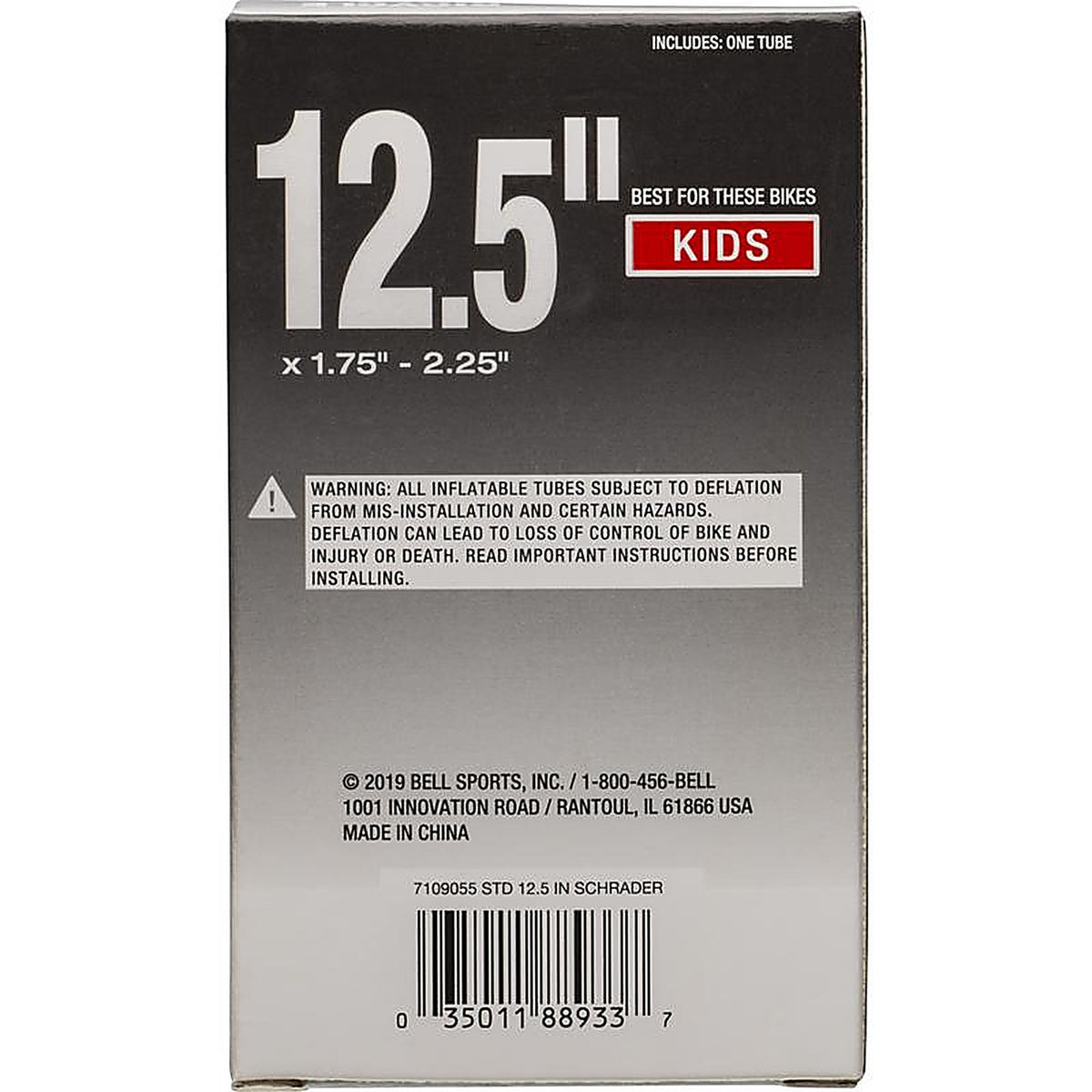 Bell Sports 7109056 12.5 in. Rubber Bicycle Inner Tube 1 pk