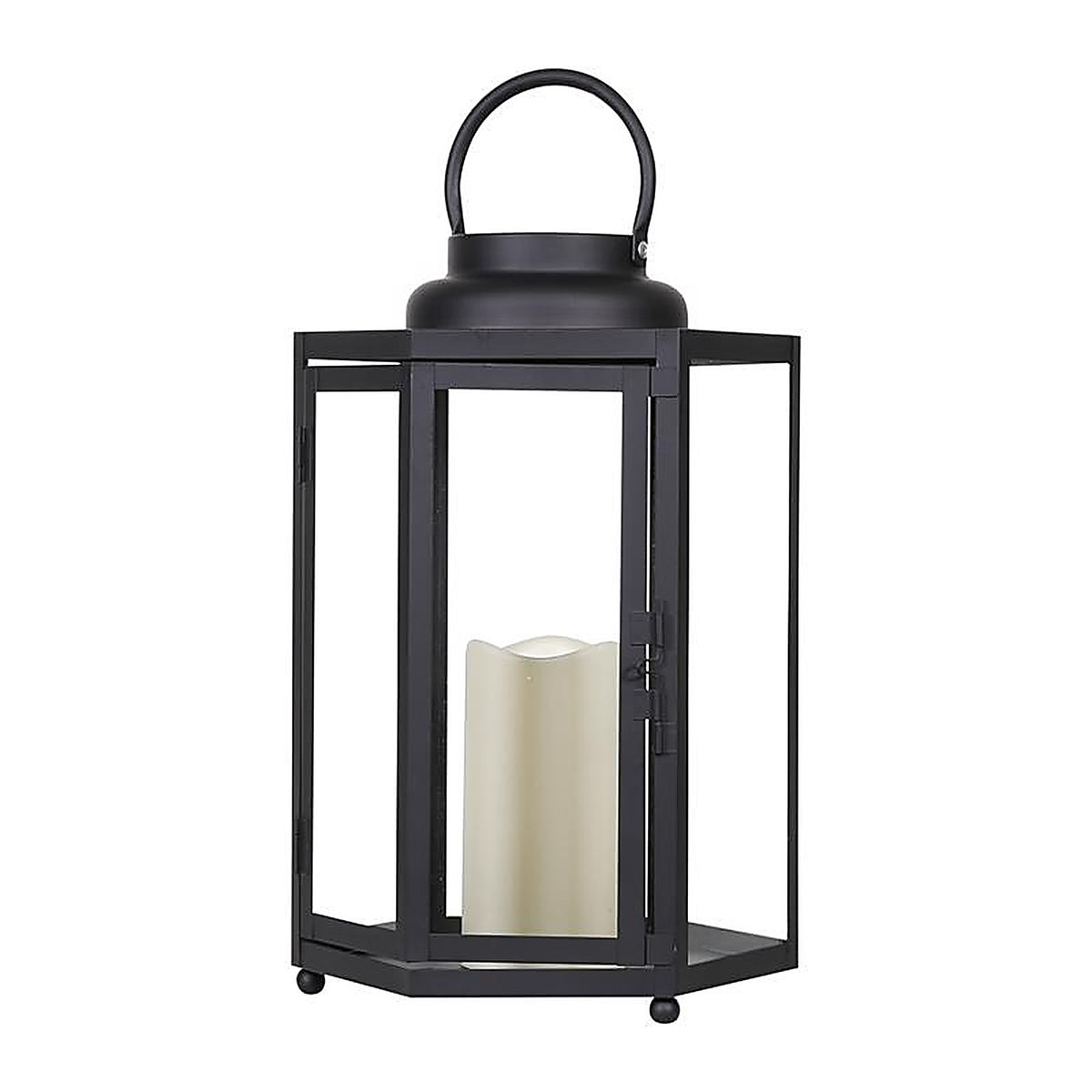 Alpine IVY104HH-S 14 in. Glass/Plastic Decorative Flameless Lantern Black