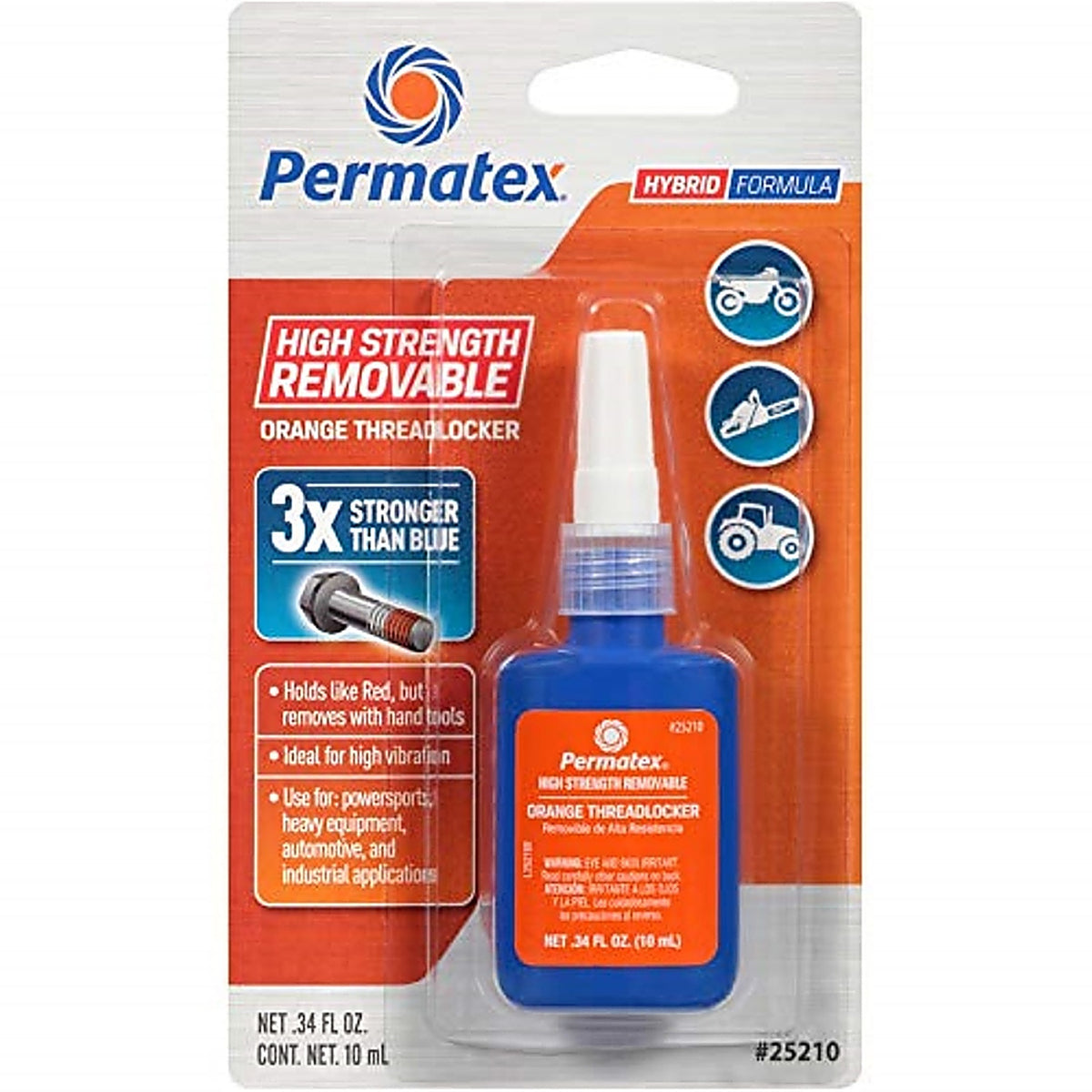 Permatex 25210 Hybrid High Strength Removable Threadlocker Liquid 0.34 oz.