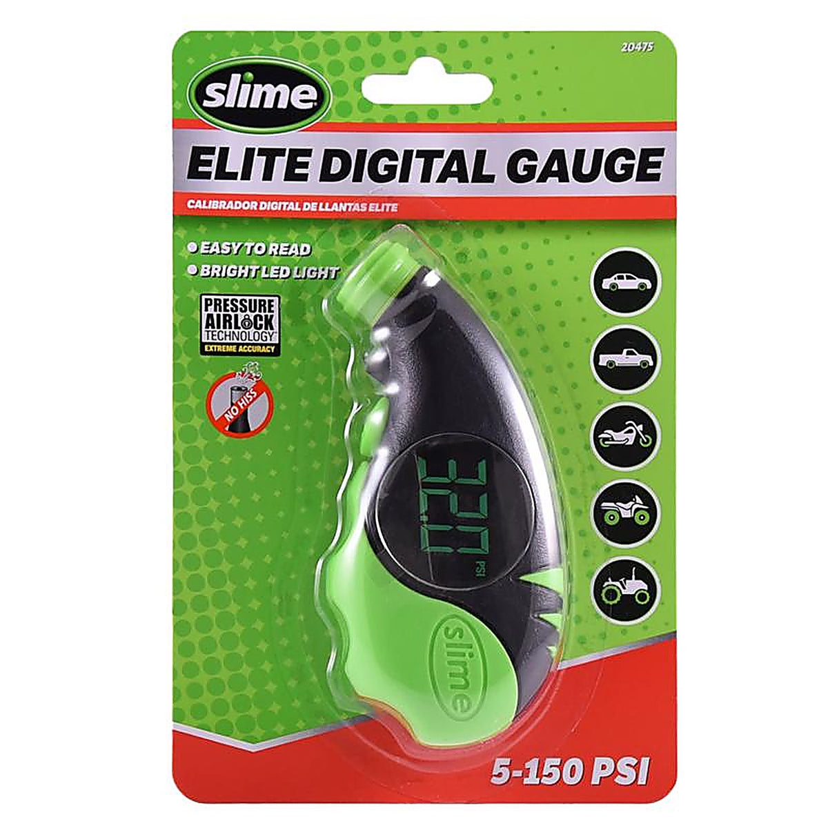 Slime 20475 Elite 5 psi 150 psi Digital Tire Pressure Gauge