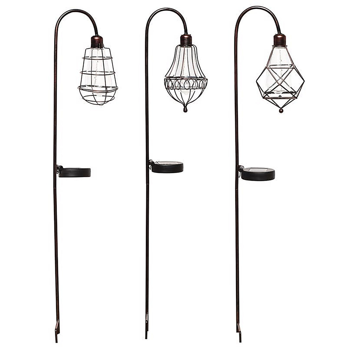 Alpine QLP875A Solalris Glass/Iron Bronze 33 in. H Edison Bulb Solar Garden Stake