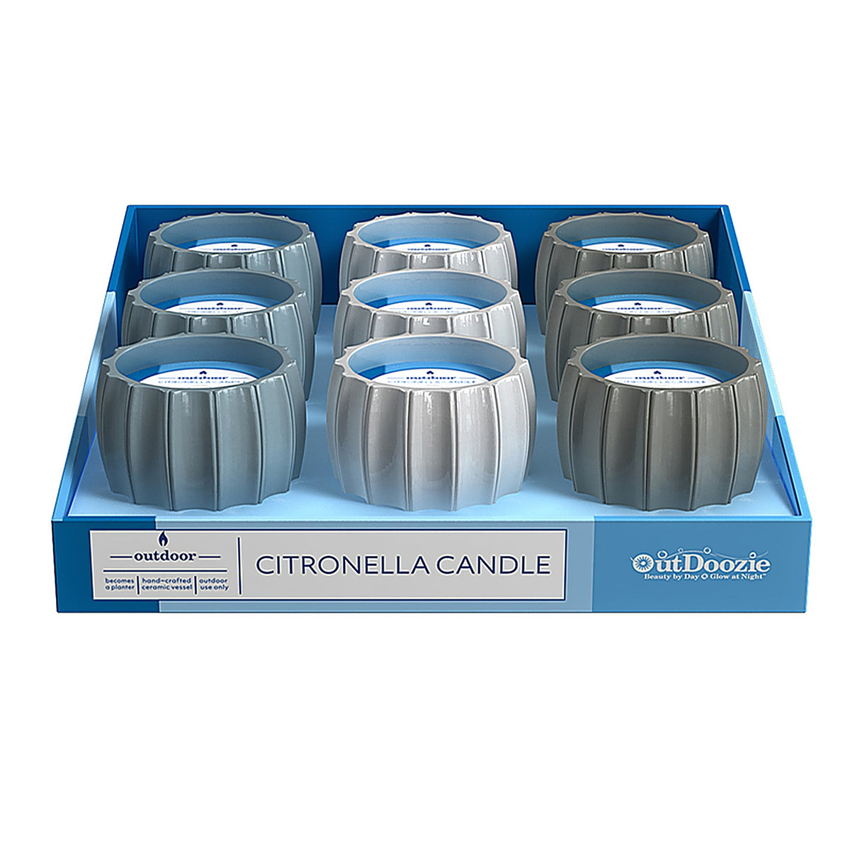 OutDoozie CC00274N-4XQ Ceramic Assorted 4 in. H Contour Citronella Candle