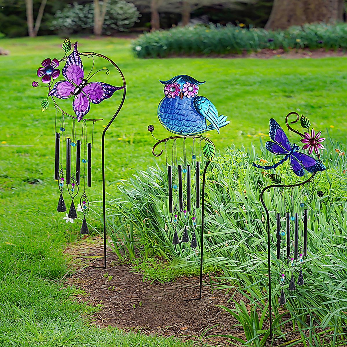 Meadow Creek ZAC47M2231 Glass/Metal Assorted 28 in. H Windchime Outdoor Garden Stake