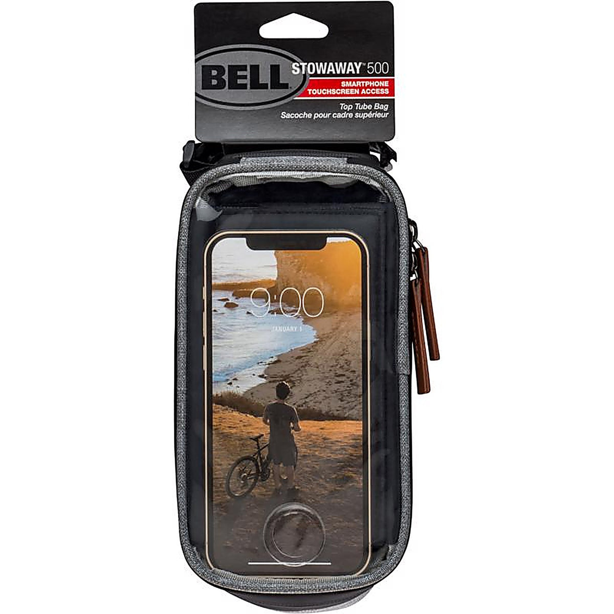 Bell Sports - 7142574 - Stowaway Fabric 450 Top Tube Phone Storage Bag Black/Silver