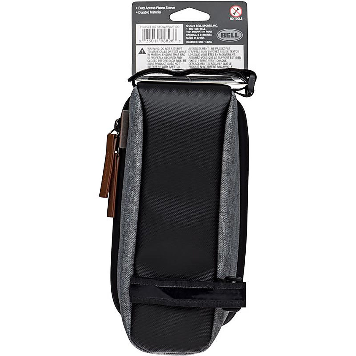 Bell Sports - 7142574 - Stowaway Fabric 450 Top Tube Phone Storage Bag Black/Silver