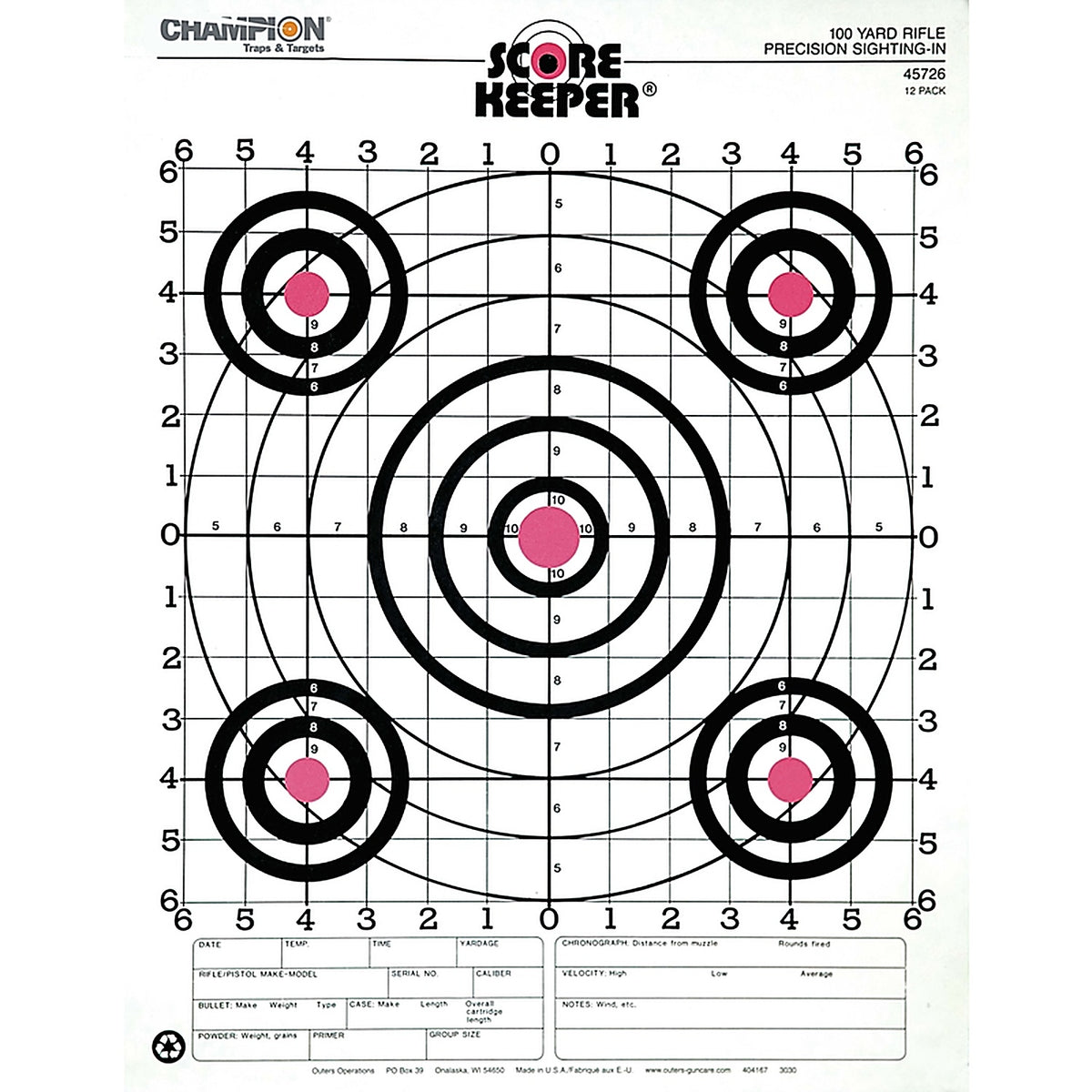 Champion 45726 Sight-In Target 12 pk