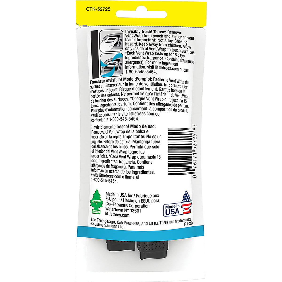 Little Trees - CTK-52725-24 - Vent Wrap Caribbean Colada Scent Car Air Freshener Solid