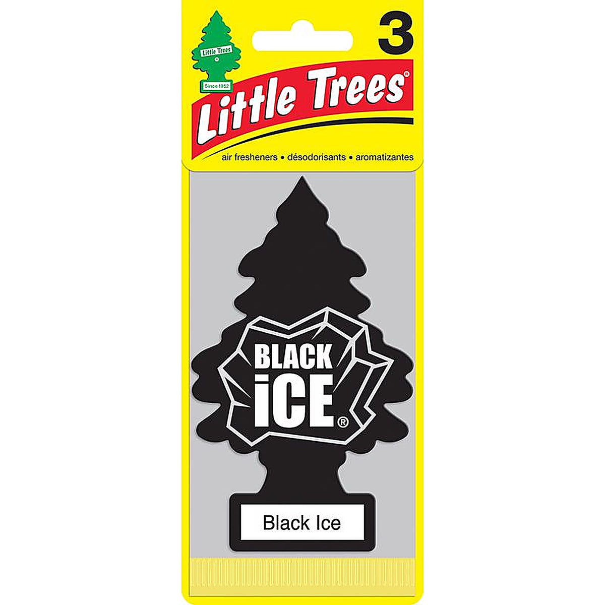 Little Trees U3S-32055 Black Ice Scent Car Air Freshener Solid 3 pk