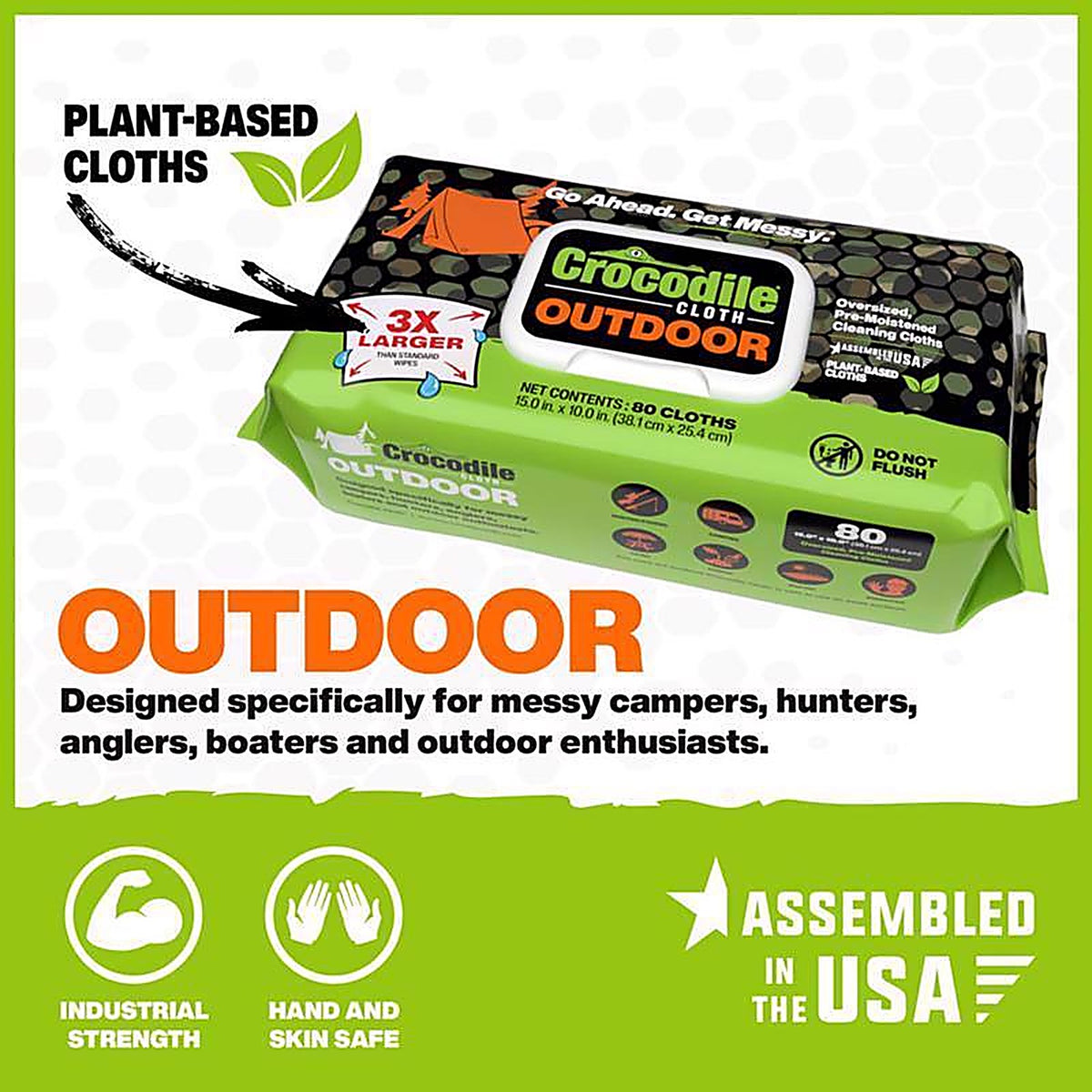 Crocodile Cloth - 6610 - Outdoor White Cloth 10 In. W X 15 In. L 80 Wipes
