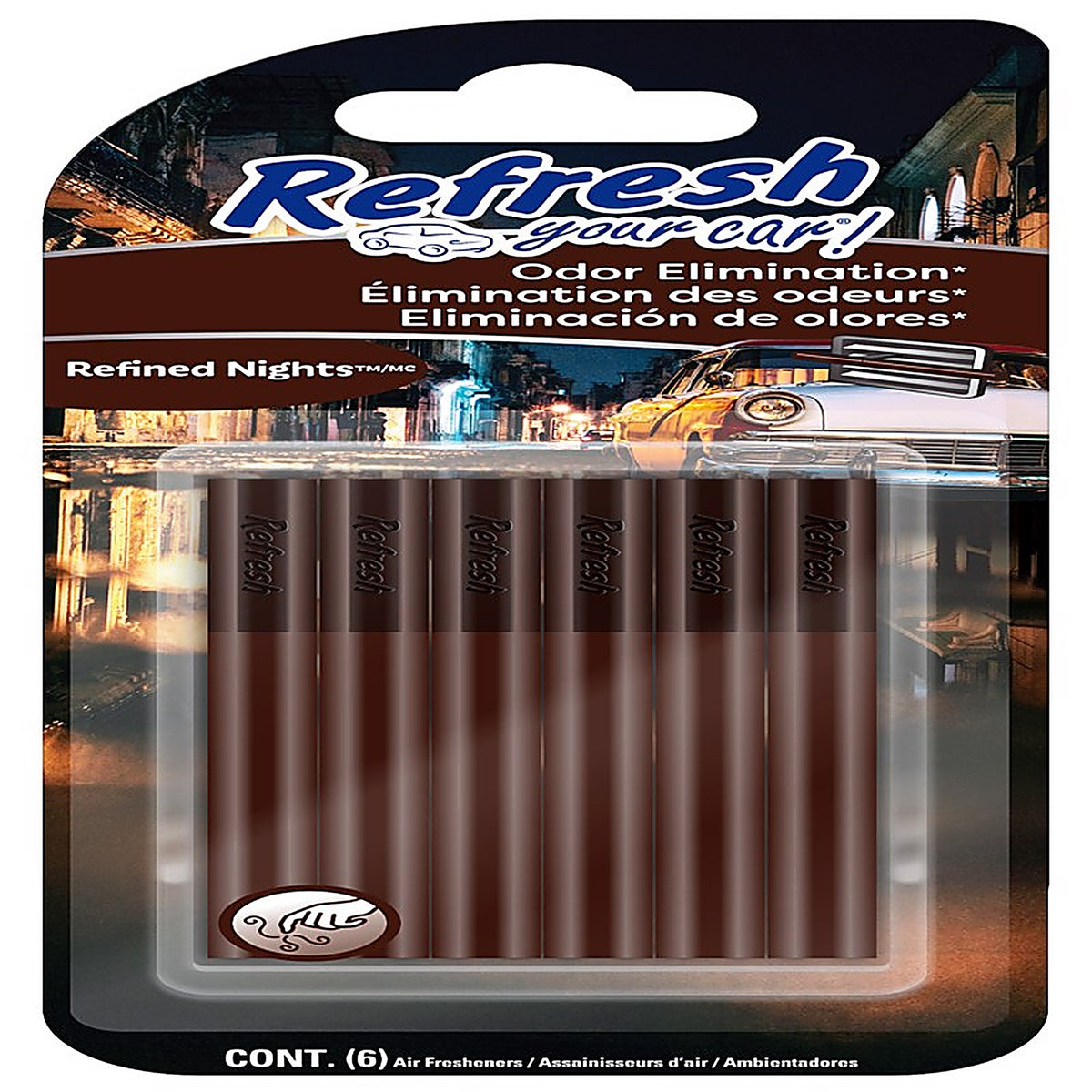Refresh Your Car! RHZ255-6AME Refined Nights Scent Car Vent Clip Solid 6