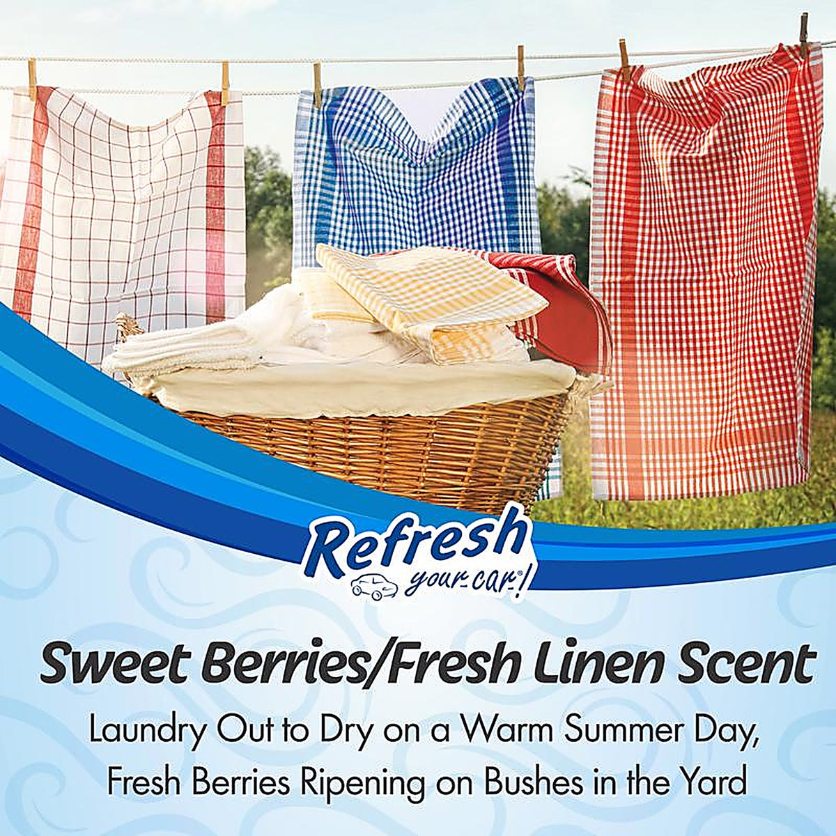 Refresh Your Car! RMD277-6AME Sweet Berry/Fresh Linen Scent Mini Car Diffuser 0.1 oz Liquid