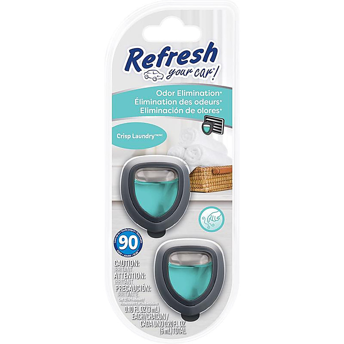 Refresh Your Car! RMD276-6AME Crisp Laundry Scent Mini Car Diffuser 0.1 oz Liquid 2