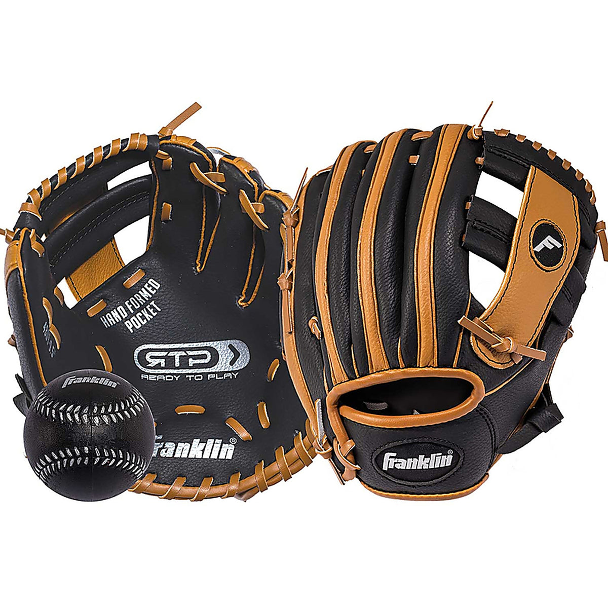 Franklin 4809TBS Black/Tan PVC Right-handed Baseball Glove 9.5 in. 1 pk