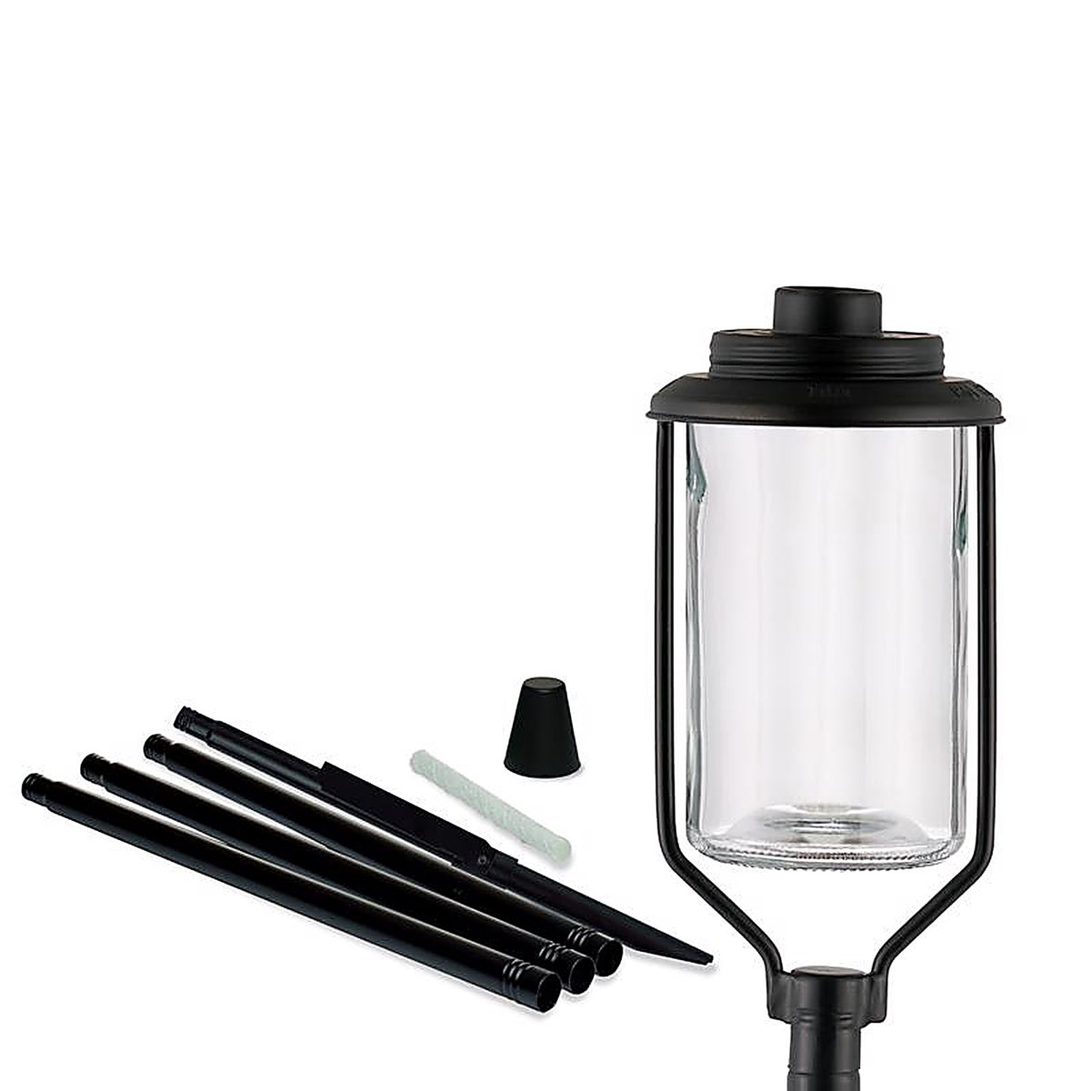 Tiki - 1120036 - Convertible Black/Clear Glass/Metal 65 In. Tiki Outdoor Torch 1 Piece