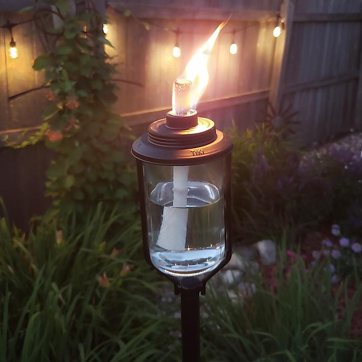 Tiki - 1120036 - Convertible Black/Clear Glass/Metal 65 In. Tiki Outdoor Torch 1 Piece