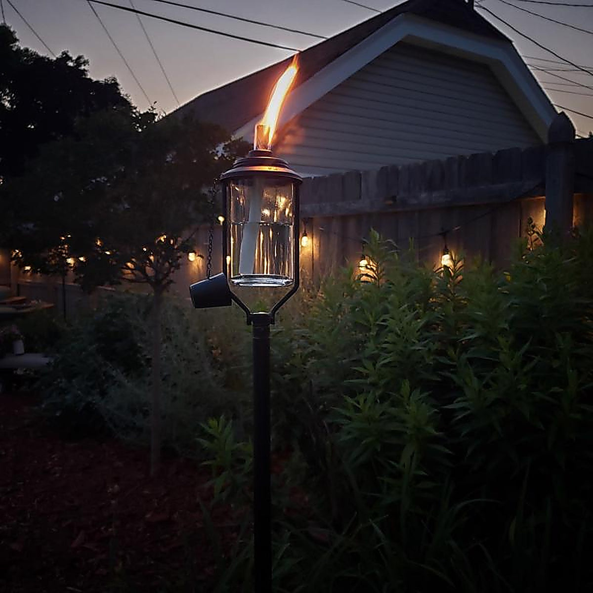 Tiki - 1120036 - Convertible Black/Clear Glass/Metal 65 In. Tiki Outdoor Torch 1 Piece