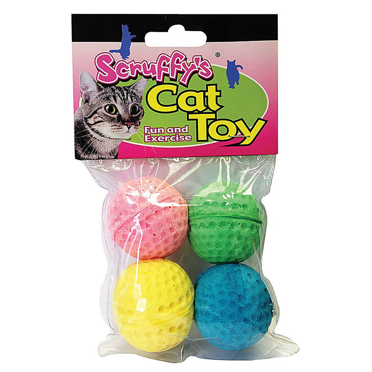 Boss A04467 Scruffys Assorted Sponge Balls Foam Pet Toy Large 4/Pack